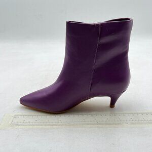 Purple Women Low Heel Ankle Boots Pointed Toe Fall Fashion Winter Shoe